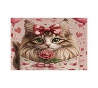 Rompecabezas de 300 piezas con diseño de gato Maines Coon para el día de San Valentín, con letras de amor, amantes de los animales, decoración impresa para entretenimiento creativo