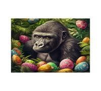 Rompecabezas de 300 piezas con diseño de gorila y vida silvestre para adultos, huevos de animales salvajes del bosque, decoraciones de patrón de paisaje para entretenimiento en el hogar