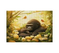 Rompecabezas de 300 piezas con diseño de gorila y vida silvestre para adultos, huevos de animales salvajes del bosque, decoración de patrón escénico para entretenimiento en el hogar