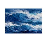 Rompecabezas de 300 piezas con diseño de olas de verano para adultos, rompecabezas abstractos de madera con estampado de océano fresco, decoración de patrón escénico de mar para entretenimiento en el