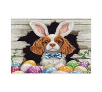 Rompecabezas de 300 piezas con diseño de perro Cavalier King Charles Spaniel de Pascua para adultos, huevos rústicos, cachorros, decoración de patrón de granja para entretenimiento en el hogar