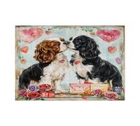 Rompecabezas de 300 piezas con diseño de perro Cavalier King Charles Spaniel para adultos para el día de San Valentín, rompecabezas de madera para parejas de cachorros, decoraciones de patrón de
