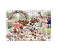 Rompecabezas de 300 piezas con diseño de perro Cavalier King Charles Spaniel para adultos, rompecabezas de madera con estampado de pastel extraño, decoraciones de patrón de amor para fiestas de