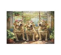 Rompecabezas de 300 piezas con diseño de perro labrador retriever de primavera para adultos, rompecabezas de madera para cachorros, decoración divertida impresa para entretenimiento creativo