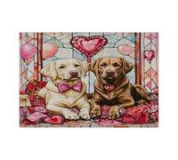 Rompecabezas de 300 piezas con diseño de perro labrador retriever para el día de San Valentín, rompecabezas de madera para cachorros, decoraciones de patrón de pareja para entretenimiento en el hogar