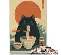 Rompecabezas de 300 Piezas con póster de Ramen de Gato japonés para Adultos y Adolescentes, Rompecabezas de Madera, Juguetes educativos, Juegos Familiares (40 x 28 cm)