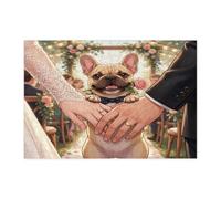 Rompecabezas de 300 piezas con temática de boda, bulldog francés, para adultos, ceremonia de matrimonio, bendiciones, rompecabezas de madera, patrón de amor para parejas, decoración para