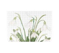 Rompecabezas de 300 Piezas de Acuarela botánica de Flores de Campanilla de Invierno para Adultos. Rompecabezas de Madera para Adultos Mayores.