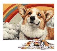 Rompecabezas de 300 Piezas de Aventura de Corgi en la Nube arcoíris para Adultos, Rompecabezas de Madera, Ideal para Reducir el estrés, Familiares y Amigos (40 x 28 cm).