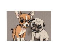 Rompecabezas de 300 Piezas de Chihuahua Bulldog, Lindo Perro Pug, Mascota, Cachorro, Color Beige, para Adultos. Rompecabezas de Madera para Adultos Mayores.