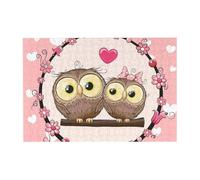 Rompecabezas de 300 Piezas de Dos Lindos búhos de Dibujos Animados para Adultos. Rompecabezas de Madera para Adultos Mayores.