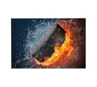 Rompecabezas de 300 Piezas de Hockey sobre Hielo con Fuego para Adultos. Rompecabezas de Madera para Adultos Mayores.