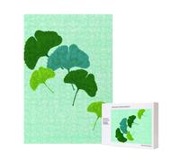 Rompecabezas de 300 Piezas de Hojas de Ginkgo Biloba en Acuarela con Caja para Adultos. Rompecabezas de Madera.