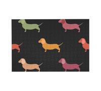 Rompecabezas de 300 Piezas de Lindos Perros Dachshund para Adultos. Rompecabezas de Madera para Adultos Mayores.