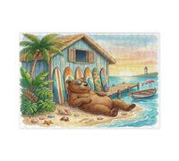 Rompecabezas de 300 piezas de oso de playa de verano para adultos, rompecabezas de madera con diseño de animales para entretenimiento en el hogar