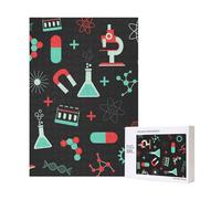 Rompecabezas de 300 Piezas de Patrones de química y Ciencia Verde con Caja de Embalaje para Adultos. Rompecabezas de Madera.