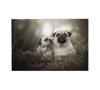 Rompecabezas de 300 Piezas de Perros Pug, Familia, Bokeh, Madre y Cachorro, Mascotas, para Adultos. Rompecabezas de Madera para Adultos Mayores.