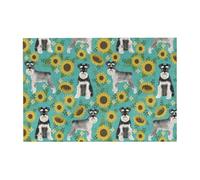 Rompecabezas de 300 Piezas de Schnauzer, Girasoles, Primavera, Verano, con Motivos Florales de Perros para Adultos. Rompecabezas de Madera para Adultos Mayores.