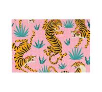 Rompecabezas de 300 Piezas de Tigres Bailando sobre un Tigre asiático Rosa, Dorado, Naranja y Negro para Adultos. Rompecabezas de Madera para Adultos Mayores.