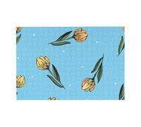 Rompecabezas de 300 Piezas de Tulipanes Amarillos Dibujados a Mano para Adultos. Rompecabezas de Madera para Adultos Mayores.