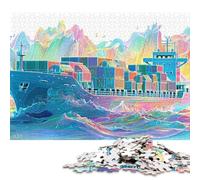 Rompecabezas de 300 Piezas de un Barco de Carga en un Viaje Vibrante por Mares Coloridos para Adultos. Rompecabezas de Regalo para Adultos y Adolescentes a Partir de 12 años. 300 Piezas (40 x 28 cm).