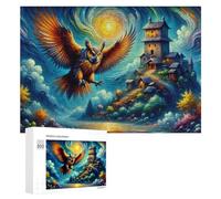 Rompecabezas de 300 piezas para adolescentes, bosque encantado con búho y castillo, juego práctico para mejorar la memoria para cumpleaños, Navidad, 300 piezas