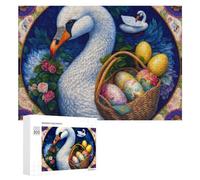 Rompecabezas de 300 piezas para adolescentes, cesta de huevos de Pascua con cisnes para adultos, juego práctico pero divertido y divertido como regalo para toda la familia, 300 piezas