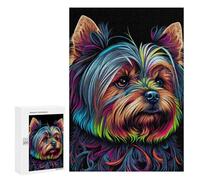 Rompecabezas de 300 piezas para adolescentes colorido Yorkie retrato rompecabezas para adultos, juego familiar, análisis y lógica, alivio del estrés, regalos, 300 unidades