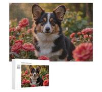 Rompecabezas de 300 piezas para adolescentes, Corgi en jardín de rosas, rompecabezas para adultos, juegos relajantes, análisis y lógica de interacción entre padres e hijos, 300 piezas