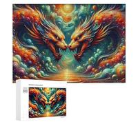 Rompecabezas de 300 piezas para adolescentes, dragón, duelo de fantasía, arte de fantasía, rompecabezas de juguete para decoración de pared, difícil, duro, único, regalos de cumpleaños y Navidad, 300
