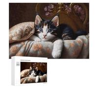 Rompecabezas de 300 piezas para adolescentes, gatito real, cómodo, para decoración de pared, difícil, duro, único, regalos de cumpleaños y Navidad, 300 piezas
