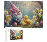 Rompecabezas de 300 piezas para adolescentes, gnomo de Pascua con patito para adultos, juego práctico pero divertido y divertido como regalo para toda la familia, 300 piezas