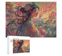 Rompecabezas de 300 piezas para adolescentes, obras de arte de fantasía de mujer con flores, 2 rompecabezas para adultos, juegos de relajación que mejoran la memoria para cumpleaños, Navidad, 300