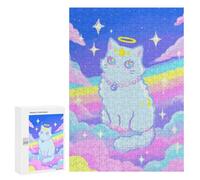 Rompecabezas de 300 piezas para adolescentes pastel Angel Cat en el cielo rompecabezas para adolescentes: juegos divertidos, análisis y lógica - regalos para Navidad y cumpleaños, 300 unidades