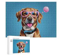 Rompecabezas de 300 piezas para adolescentes, perro encantador con lentes de sol, rompecabezas de relajación, desafío difícil, regalos únicos para cumpleaños y Navidad, 300 piezas