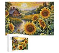 Rompecabezas de 300 piezas para adolescentes, rompecabezas de campo de girasol, puesta de sol, granja, rompecabezas para adultos, juego práctico, difícil interacción entre padres e hijos, 300 piezas