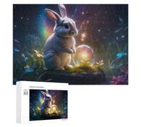 Rompecabezas de 300 piezas para adolescentes, rompecabezas de conejo de jardín encantado, juegos relajantes, desafío difícil de completar 300 piezas