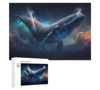 Rompecabezas de 300 piezas para adultos, adolescentes, ballena en el océano cósmico, rompecabezas para adultos, juego práctico, corte de precisión, interacción entre padres e hijos, 300 piezas