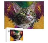 Rompecabezas de 300 piezas para adultos, coloridos retratos de gato, para adultos, juegos de relajación para diversión familiar, ideal como regalo, 300 piezas