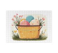 Rompecabezas de 300 piezas para adultos con diseño de cubo de primavera, Pascua, huevos de campo, decoraciones impresas para fiestas de entretenimiento