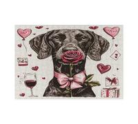 Rompecabezas de 300 piezas para adultos con diseño de perro de pelo corto alemán para el día de San Valentín, divertidos rompecabezas de madera vintage para cachorros, decoraciones de patrón de amante