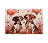 Rompecabezas de 300 piezas para adultos con diseño de perro de pelo corto alemán para el día de San Valentín, divertidos rompecabezas de madera para parejas y cachorros, decoración de patrón de amante