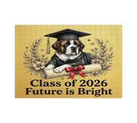 Rompecabezas de 300 piezas para adultos con diseño de perro San Bernardo, rompecabezas de madera para diploma de graduación, decoraciones de patrón de clase de 2026 para entretenimiento en el hogar