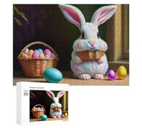 Rompecabezas de 300 piezas para adultos, conejito de Pascua con cesta de huevos, 2 rompecabezas para adultos, juegos familiares, regalos para mujeres, interacción entre padres e hijos, 300 piezas