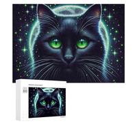Rompecabezas de 300 piezas para adultos, diseño de gato brillante mágico para adultos, juegos de relajación para diversión familiar, ideal como regalo, 300 piezas