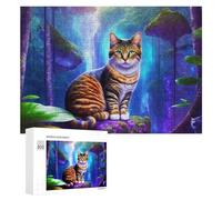 Rompecabezas de 300 piezas para adultos, diseño de gato de bosque de fantasía, rompecabezas para adultos, juguetes de bricolaje, decoración del hogar, difícil y desafiante, 300 piezas