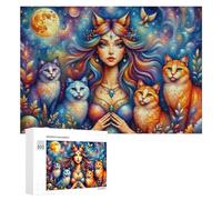 Rompecabezas de 300 piezas para adultos, diseño de gato de fantasía, diosa, arte para adultos, rompecabezas para mejorar la memoria, cumpleaños y regalos únicos, 300 piezas