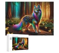 Rompecabezas de 300 piezas para adultos, diseño de lobo steampunk en el bosque encantado, juego práctico para mejorar la memoria, regalos únicos para cumpleaños y Navidad, 300 piezas