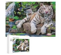 Rompecabezas de 300 piezas para adultos, familia de tigres en la selva amazónica para adolescentes, juego práctico para mejorar la memoria interacción entre padres e hijos, 300 piezas
