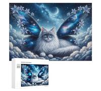 Rompecabezas de 300 piezas para adultos, fantasía, ángel, gato, arte de pared, adolescentes, juego práctico para mejorar la memoria, interacción entre padres e hijos, 300 piezas